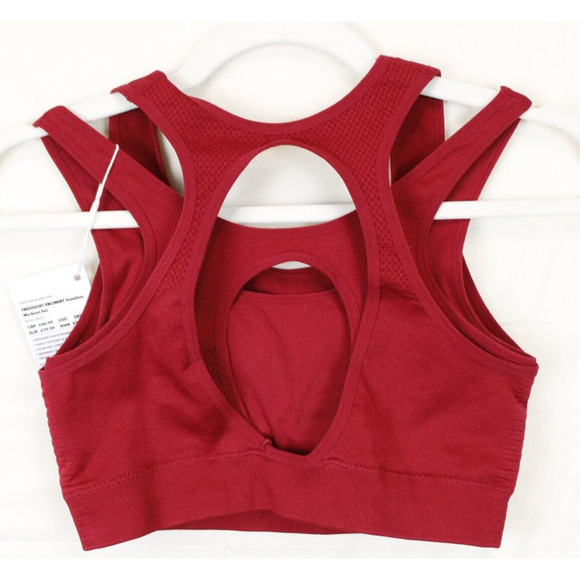 Fresought Activewear Sport Bra Padded Wicking Women M Athleisure Top Burgundy - Picture 3 of 8
